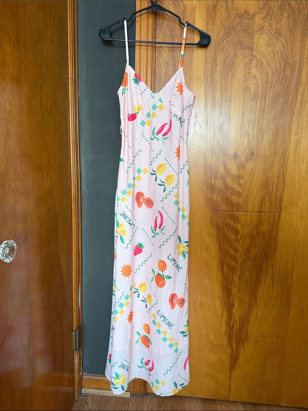 ❇️NWT❇️ Petal & Pup Pink Fruit-Print Slip Maxi Dress - Picture 4 of 10